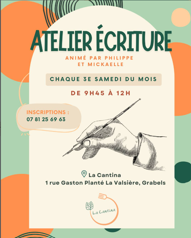 Atelier écriture – chaque troisième samedi du mois !